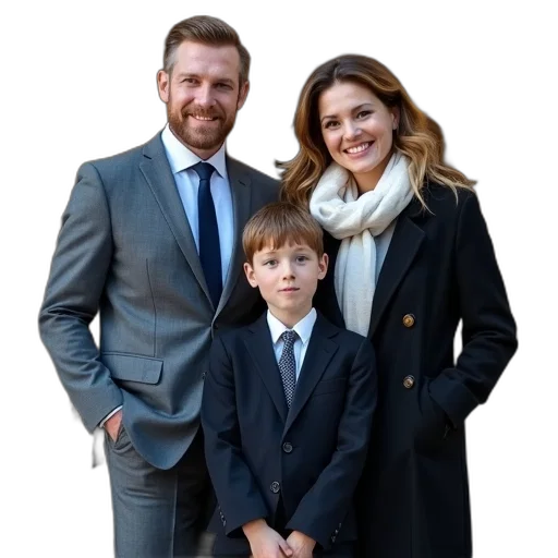 jacket, group, people, including, man, woman, two, children transparent PNG cut-out