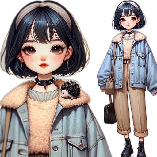 jacket, creature, concept art, 3d render, anime, fantasy art, pastel, monochrome transparent PNG cut-out