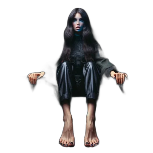 creature, concept art, fantasy art, pixel art, 3d render, woman, seated, cockpit transparent PNG cut-out