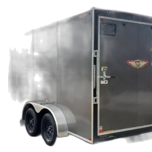 concept art, 3d render, sleek, black, enclosed, trailer, shiny, finish transparent PNG cut-out