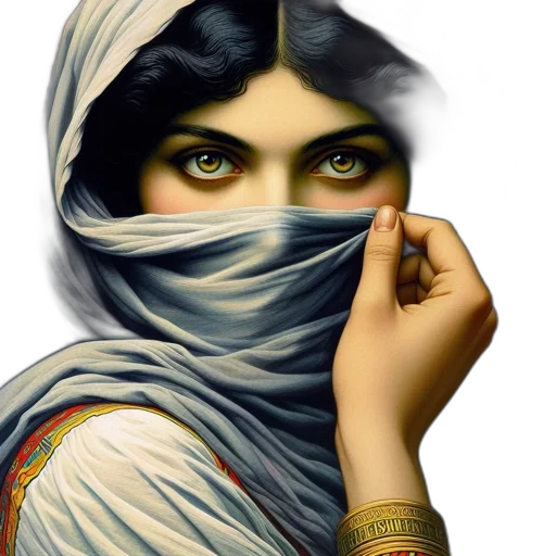 face, jewelry, mask, fantasy art, photorealistic, oil painting, comic book art, woman transparent PNG cut-out