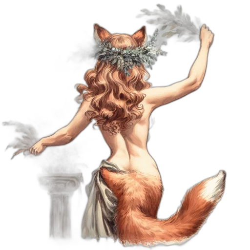 dress, staff, creature, animal, fantasy art, concept art, watercolor, photorealistic transparent PNG cut-out