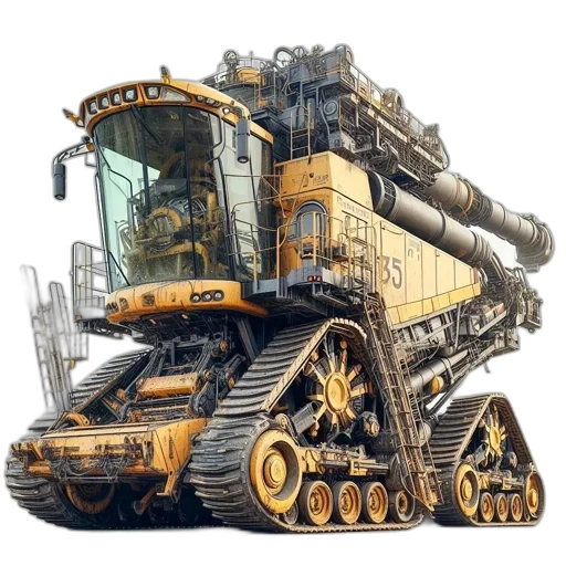 robot, weapon, car, animal, concept art, 3d render, photorealistic, yellow-and-gray transparent PNG cut-out