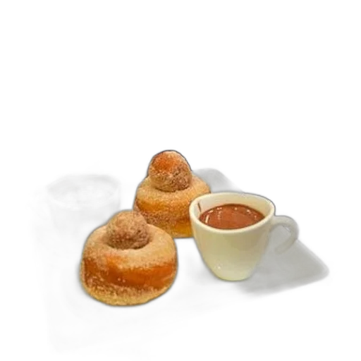 food, 3d render, square, white, plate, two, donuts, cups transparent PNG cut-out