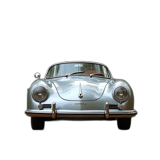car, 3d render, photorealistic, concept art, watercolor, silver, vintage, parked transparent PNG cut-out