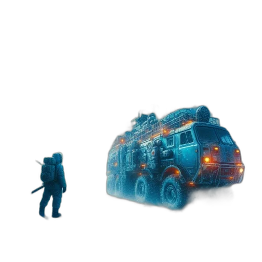 weapon, robot, car, concept art, 3d render, pixel art, cyberpunk, outer space transparent PNG cut-out
