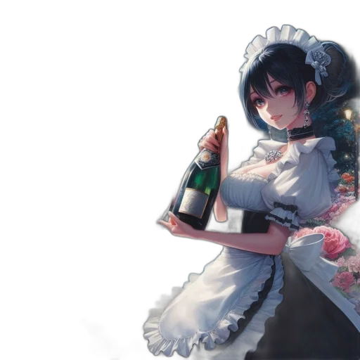 dress, bottle, weapon, crown, concept art, pixel art, 3d render, anime transparent PNG cut-out