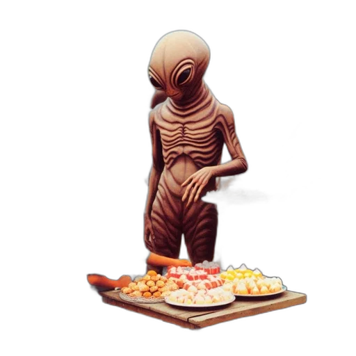 food, creature, concept art, 3d render, pixel art, outer space, alien, figure transparent PNG cut-out