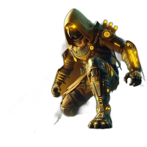 robot, weapon, mask, creature, concept art, 3d render, cyberpunk, fantasy art transparent PNG cut-out