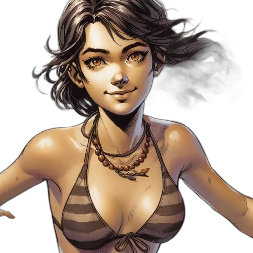 comic book art, concept art, fantasy art, photorealistic, earth tones, confident, woman, amber transparent PNG cut-out
