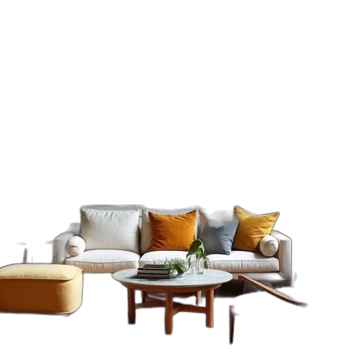 furniture, 3d render, photorealistic, concept art, earth tones, golden, monochrome, colorful transparent PNG cut-out