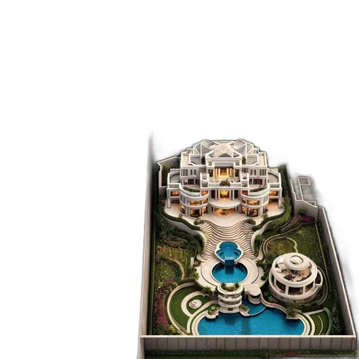 building, jewelry, 3d render, concept art, stark, contrast, depicted, between transparent PNG cut-out