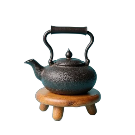 furniture, 3d render, photorealistic, small, antique, cast, iron, kettle transparent PNG cut-out
