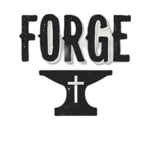 furniture, poster, grayscale, design, featuring, word, forge, bold transparent PNG cut-out