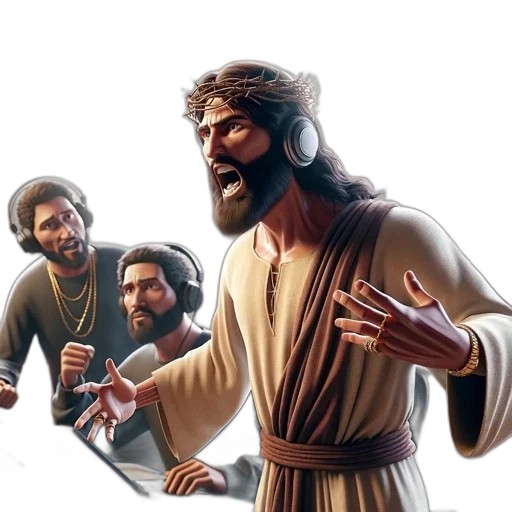 concept art, image, jesus, christ, modern, recording, studio, wearing transparent PNG cut-out