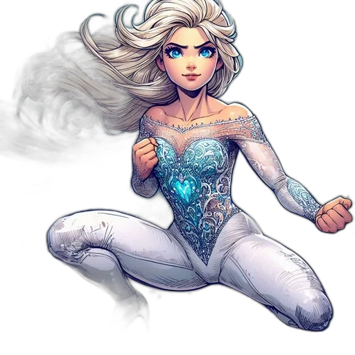 comic book art, concept art, fantasy art, pixel art, blue, animated, female, character transparent PNG cut-out