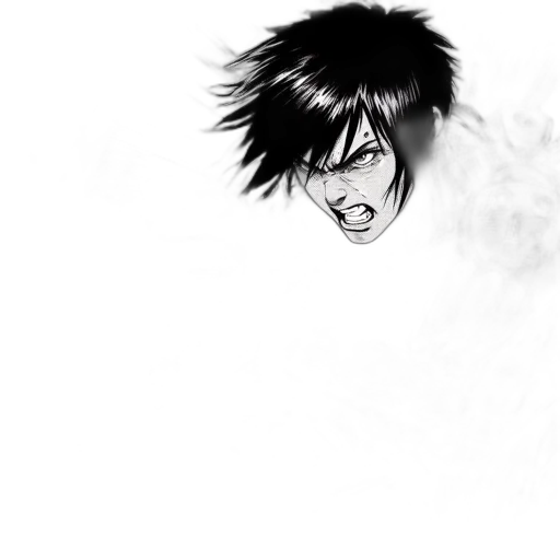 creature, face, mask, hair, comic book art, concept art, anime, cartoon transparent PNG cut-out