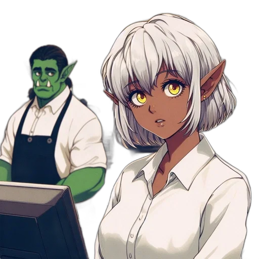 staff, concept art, anime, fantasy art, pixel art, green, monochrome, inside transparent PNG cut-out