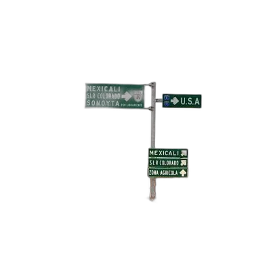 3d render, highway, sign, mexico, points, towards, mexicali, sonoyta transparent PNG cut-out
