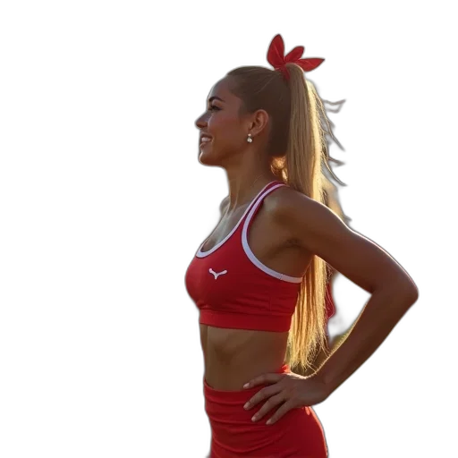 hair, crown, staff, red, cheerleading, squad, during, football transparent PNG cut-out