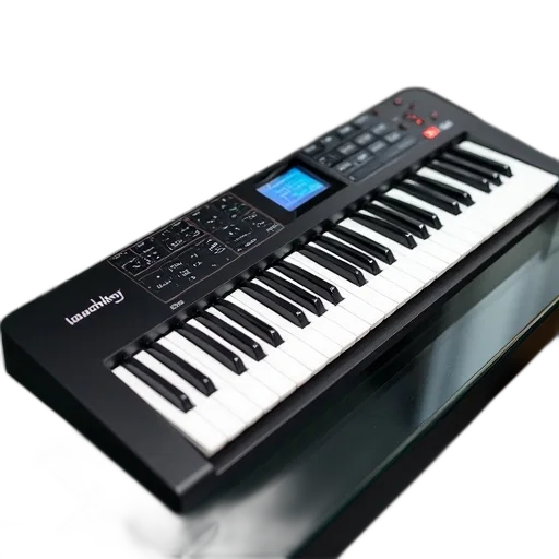 3d render, photorealistic, black, electronic, keyboard, white, piano, touchpad transparent PNG cut-out