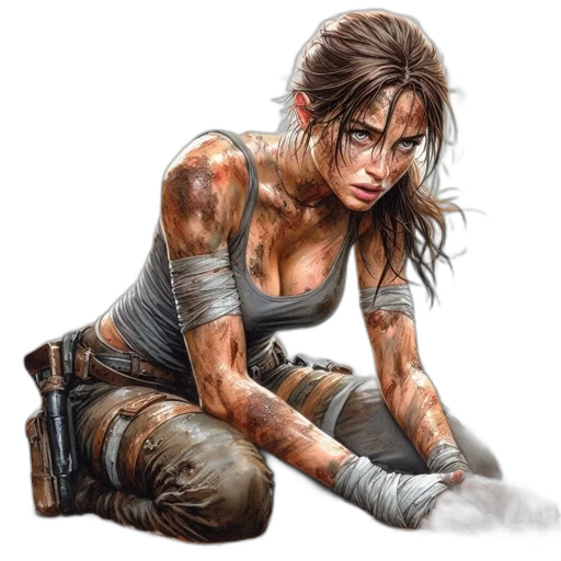 weapon, comic book art, fantasy art, concept art, photorealistic, rain, fire, female transparent PNG cut-out