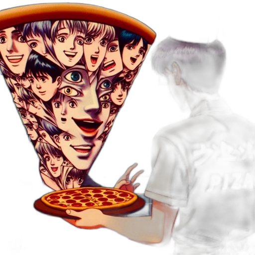 food, umbrella, weapon, face, anime, concept art, fire, surreal transparent PNG cut-out