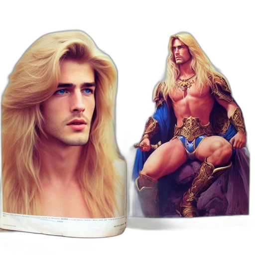 hair, fantasy art, photorealistic, concept art, left, page, portrait, man transparent PNG cut-out