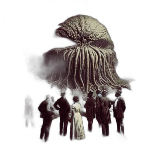 hat, umbrella, creature, hair, concept art, fantasy art, 3d render, photorealistic transparent PNG cut-out