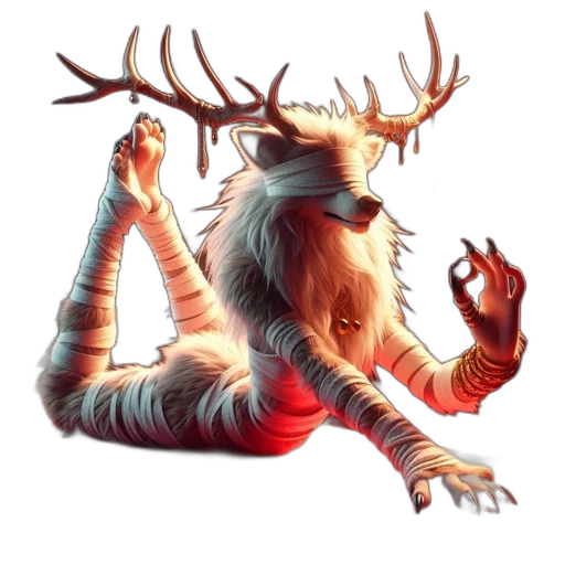 creature, animal, staff, concept art, fantasy art, pixel art, watercolor, red transparent PNG cut-out
