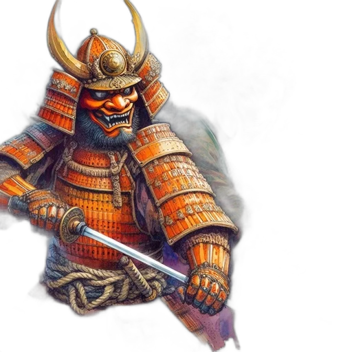 sword, dragon, fantasy art, concept art, watercolor, 3d render, fierce, samurai transparent PNG cut-out