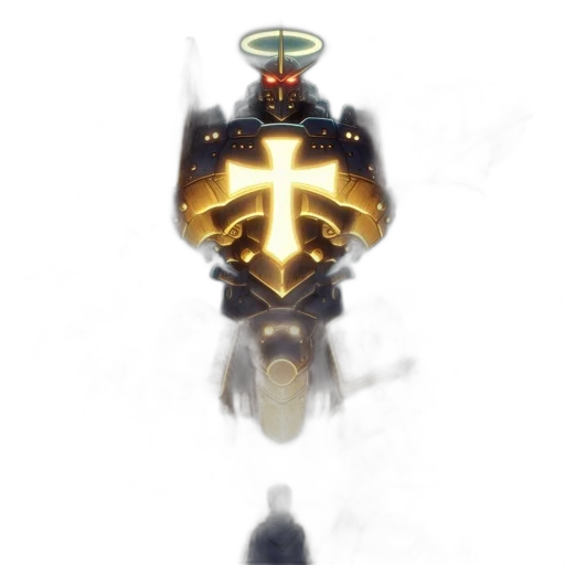 robot, weapon, crown, sword, concept art, pixel art, fantasy art, watercolor transparent PNG cut-out