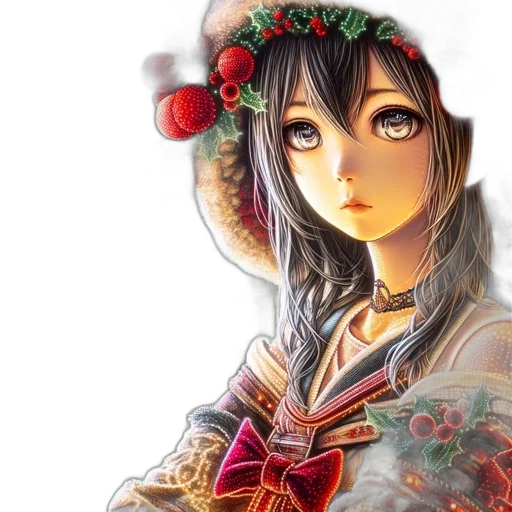 dress, jewelry, flower, face, fantasy art, photorealistic, anime, concept art transparent PNG cut-out