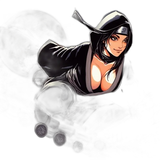 comic book art, concept art, fantasy art, cartoon, outer space, female, ninja, figure transparent PNG cut-out