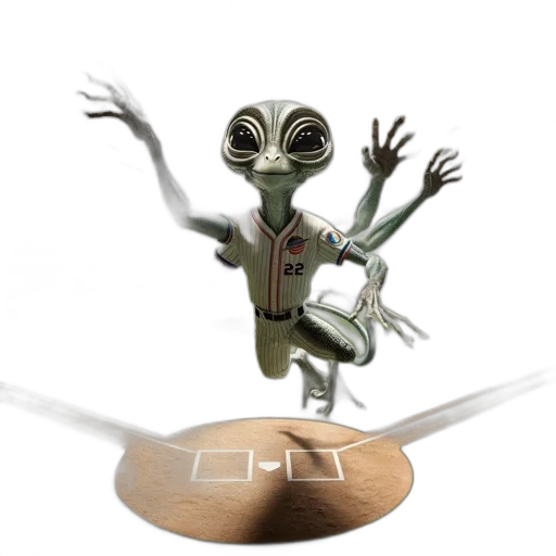creature, robot, staff, concept art, 3d render, outer space, alien, baseball transparent PNG cut-out