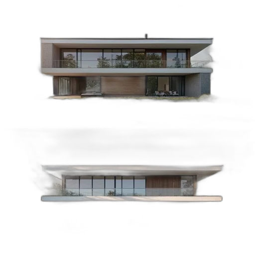 building, 3d render, concept art, photorealistic, earth tones, before, after, split transparent PNG cut-out