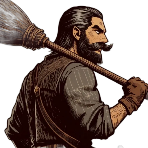 staff, sword, weapon, comic book art, concept art, fantasy art, pixel art, elderly transparent PNG cut-out