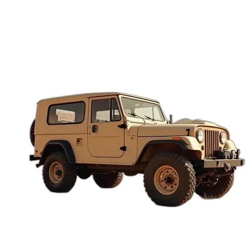 car, 3d render, earth tones, jeep transparent PNG cut-out