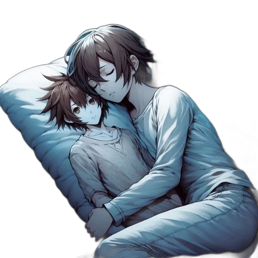 pixel art, concept art, anime, watercolor, blue, monochrome, dark, two transparent PNG cut-out