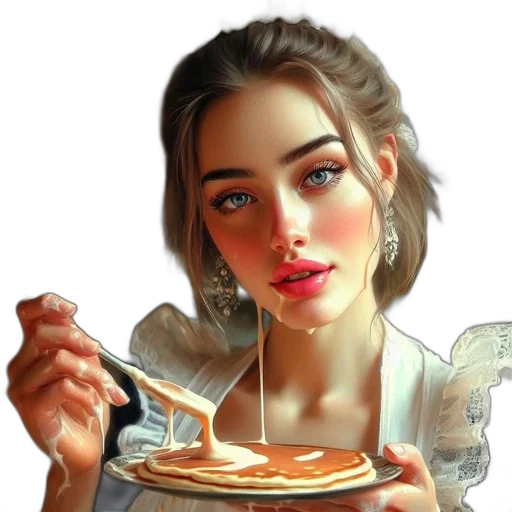 food, jewelry, face, dress, photorealistic, oil painting, fantasy art, concept art transparent PNG cut-out