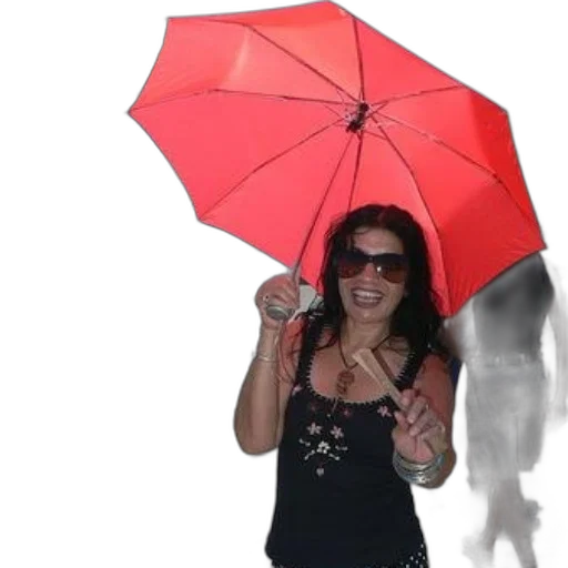 umbrella, staff, photorealistic, 3d render, rain, underwater, woman, sunglasses transparent PNG cut-out
