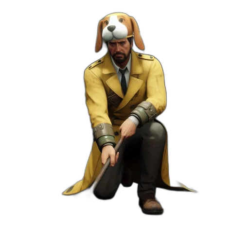 staff, hat, jacket, animal, concept art, pixel art, 3d render, fantasy art transparent PNG cut-out