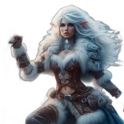 fantasy art, concept art, comic book art, photorealistic, snow, blue, armored, elf transparent PNG cut-out
