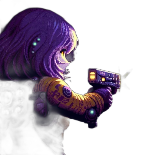 robot, weapon, staff, mask, concept art, cyberpunk, watercolor, pixel art transparent PNG cut-out