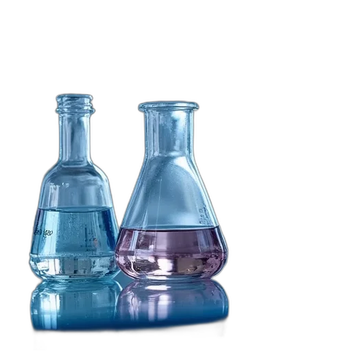 bottle, 3d render, blue, biochemistry, laboratory, textbook transparent PNG cut-out