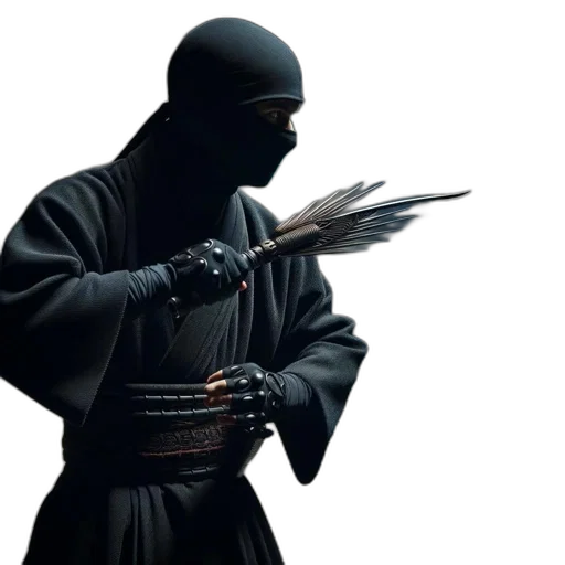 staff, mask, sword, weapon, concept art, 3d render, figure, dressed transparent PNG cut-out