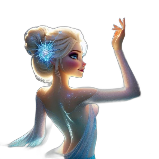 dress, crown, staff, concept art, fantasy art, cartoon, 3d render, underwater transparent PNG cut-out