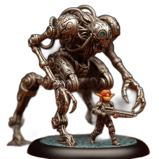 robot, creature, concept art, 3d render, fantasy art, two, contrasting, figures transparent PNG cut-out