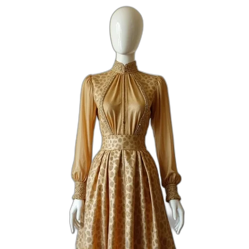 dress, jewelry, golden, earth tones, mannequin, dressed, vintage, gold-colored transparent PNG cut-out