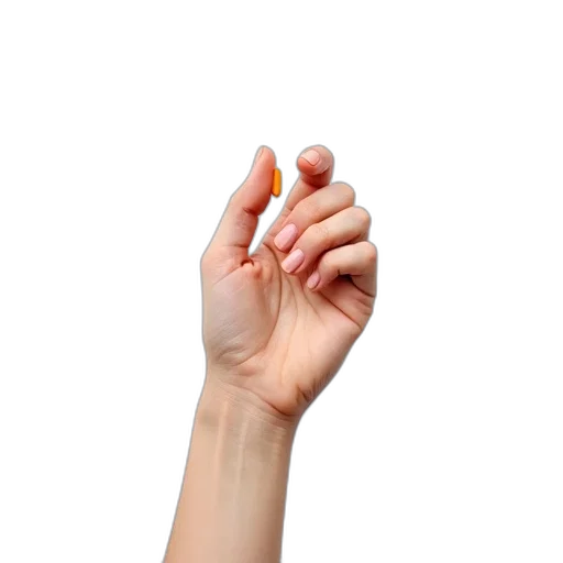 food, jewelry, weapon, 3d render, hand, holding, small, orange transparent PNG cut-out
